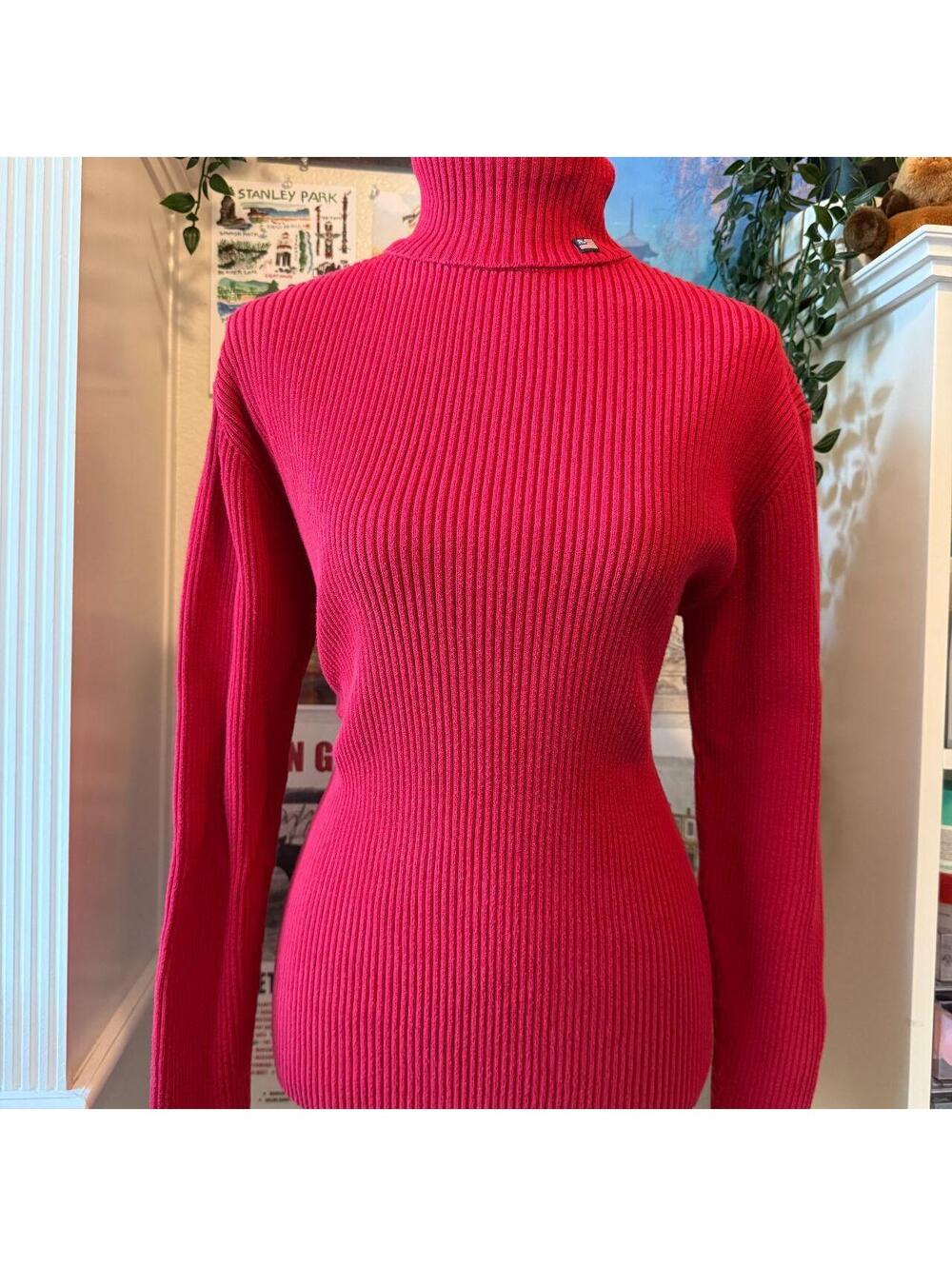 Vintage Polo Jeans Co Ralph Lauren Red Ribbed Turtleneck Sweater